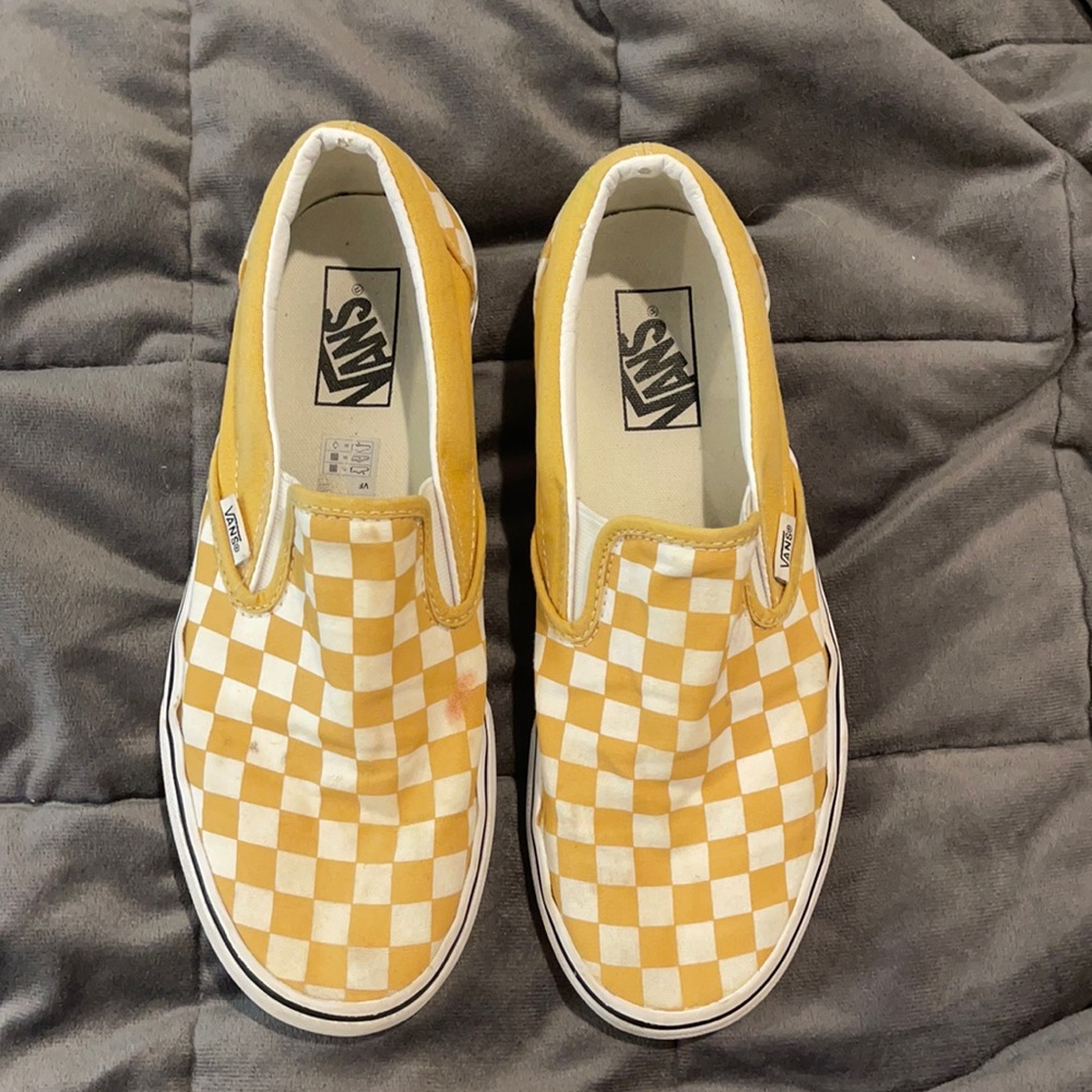 Vans Yellow Checkered Slip-Ons